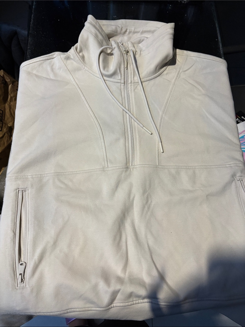 Old Navy Cream Half-Zip Hoodie Sweatshirt